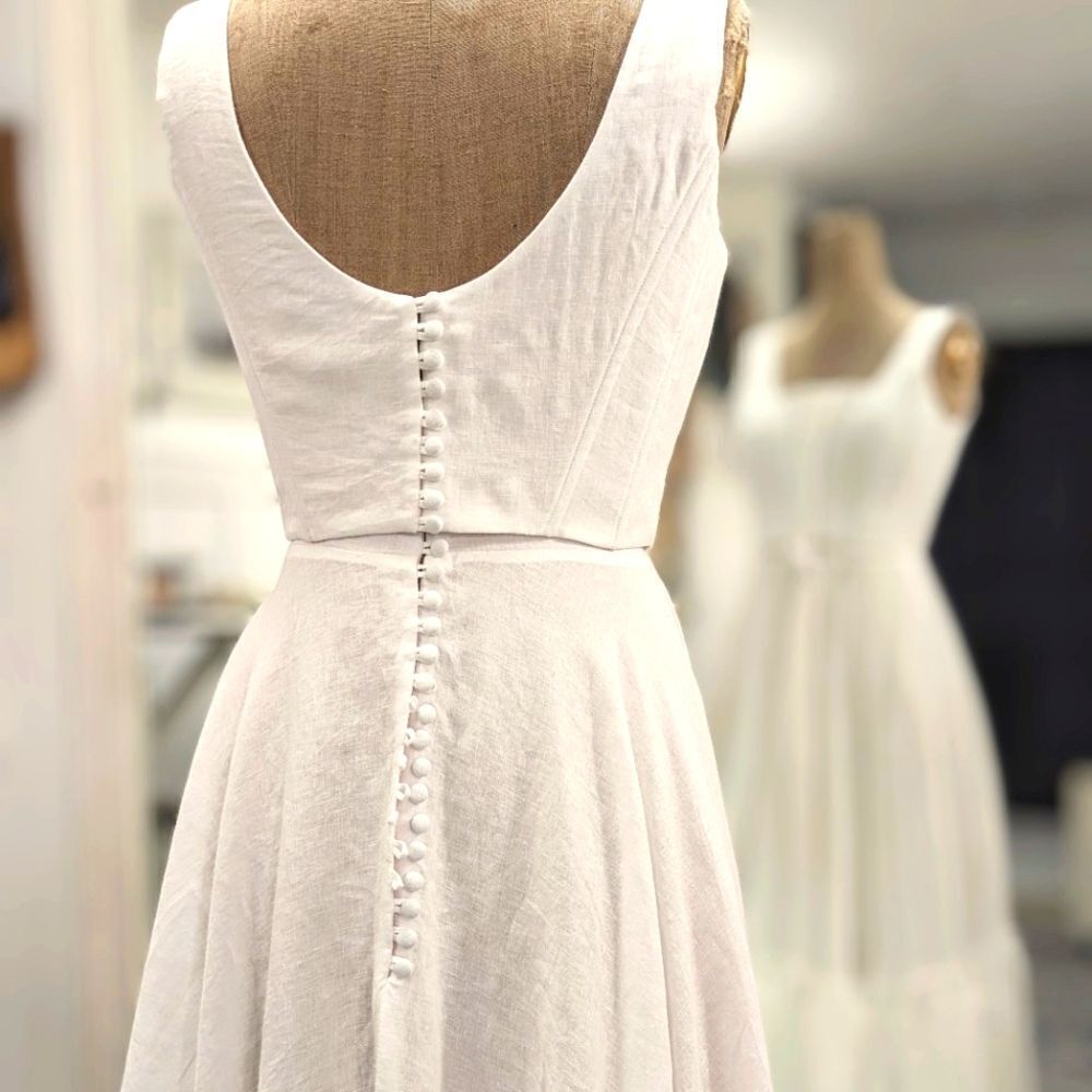 Custom Linen Wedding Dress